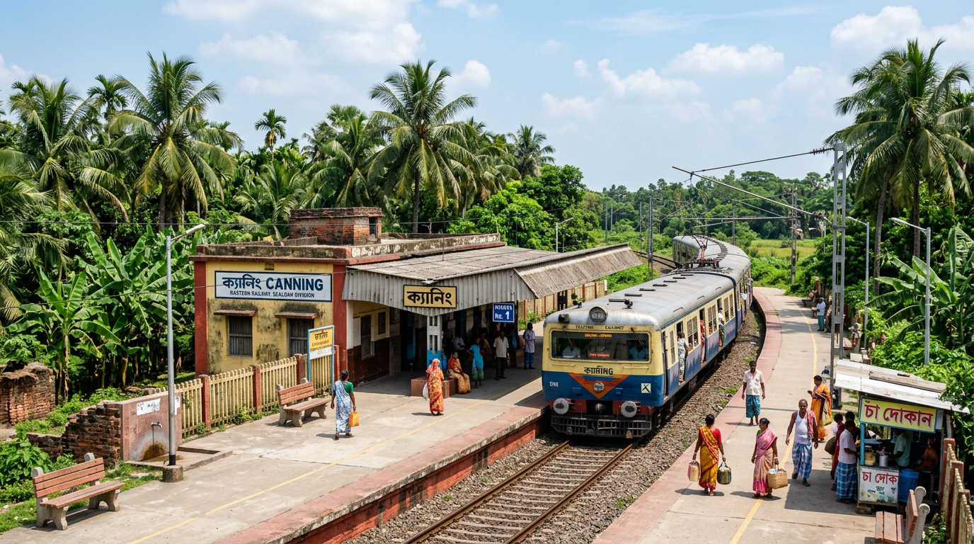 Kolkata to Sundarban by Train — Canning Station Canning railway station in rural Bengal — last train stop before Sundarban