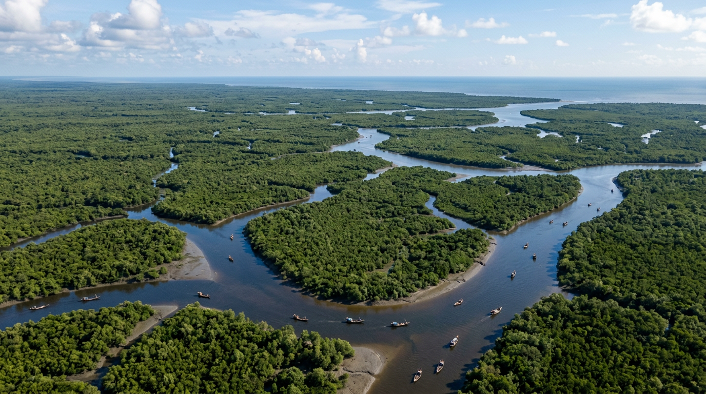 Sundarban 5 Days Tour Aerial View Sundarban 5 Days Tour aerial view of mangrove delta