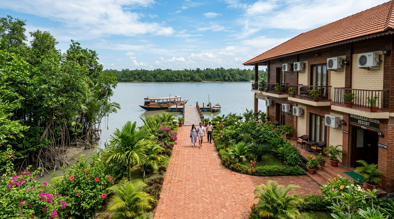 Sundarban AC Resort Exterior With River Dock Sundarban AC resort exterior comfortable accommodation