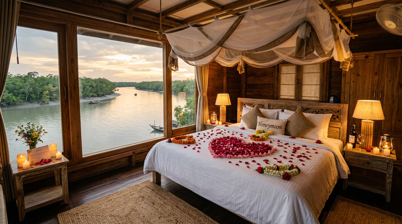 Sundarban couple tour package romantic resort room