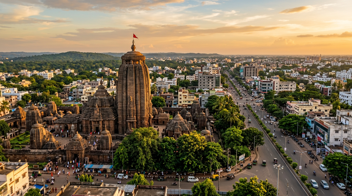 Bhubaneswar Lingaraj Temple and Odisha cityscape - starting point for Sundarban tour