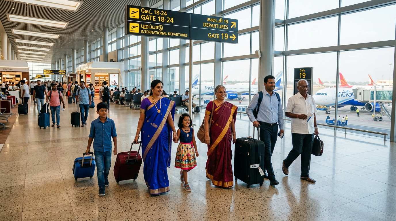 Sundarban tour from Chennai — travellers at Chennai airport