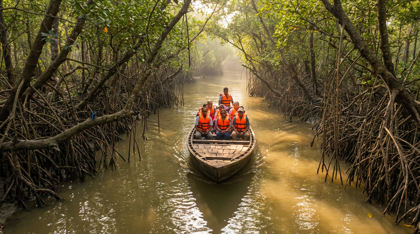 Sundarban tour from Durgapur boat safari through mangrove creek