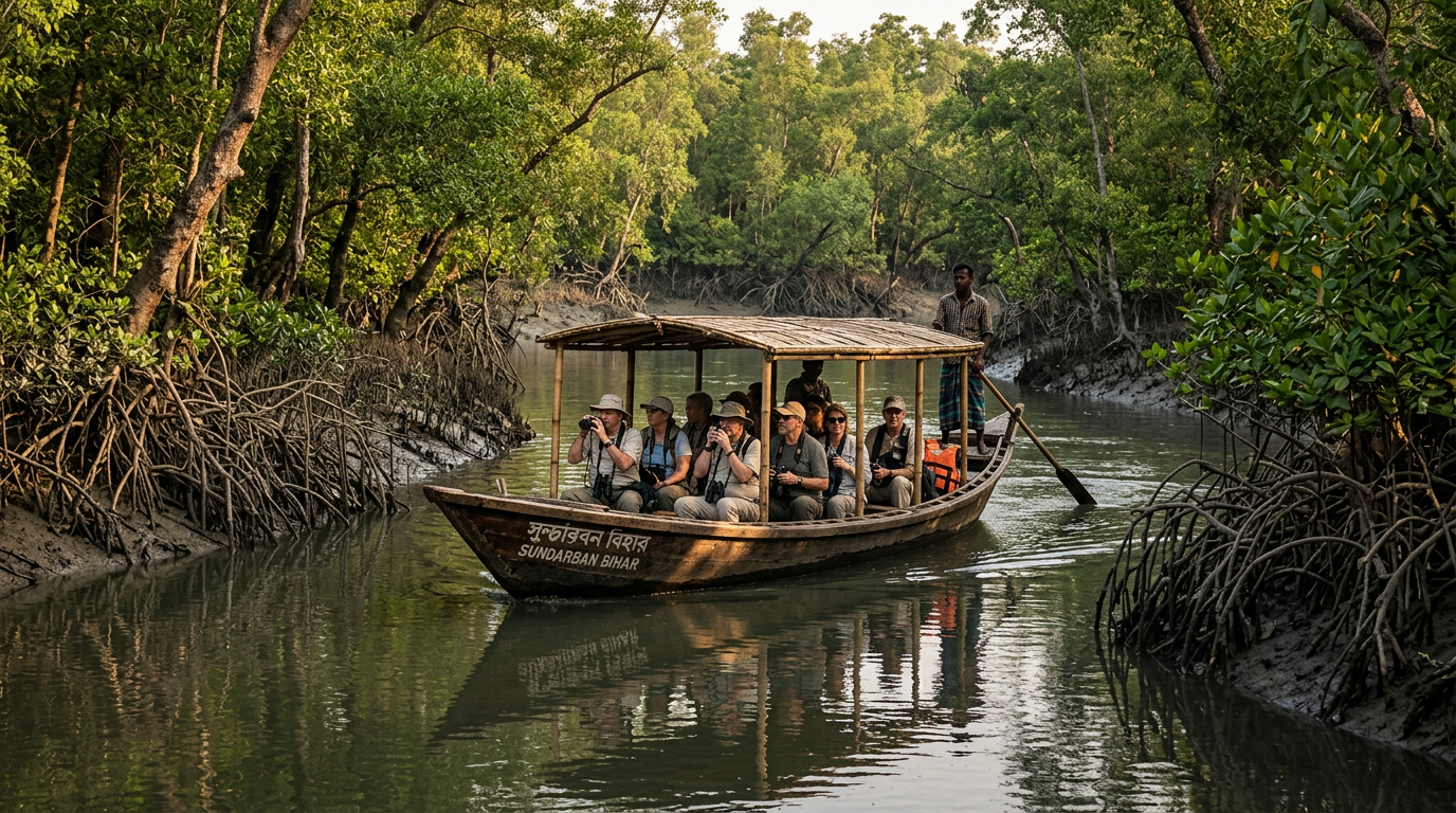 Sundarban Tour from Siliguri — Mangrove Delta Boat Safari Sundarban mangrove delta boat ride destination contrast from Siliguri hills